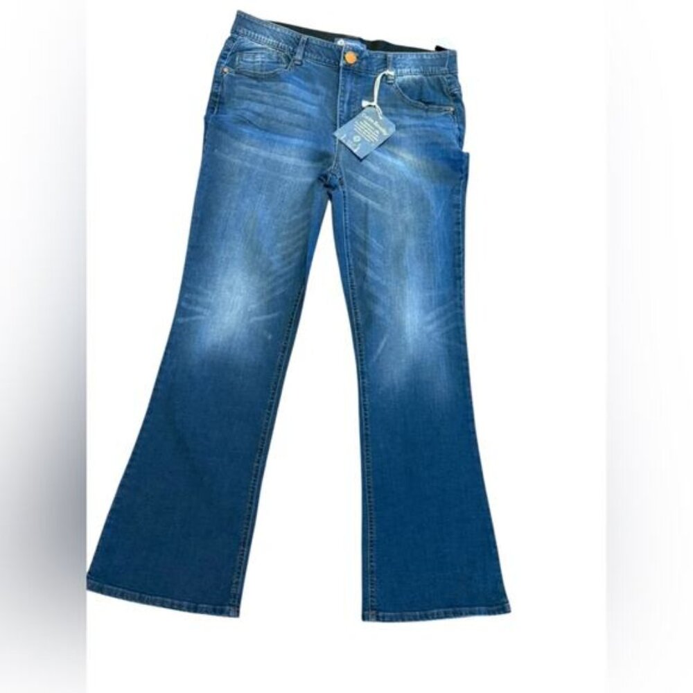 Democracy “Ab” Solution Essentials Dark Blue Flared Jeans Womens Size 14 NWT